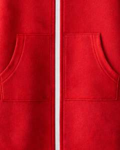 Sudadera larga con cremallera, color rojo, para mujer, abrigo con capucha de lana para invierno, informal, holgado, con bolsillos, OEM, fábrica personalizada - Product Image 6