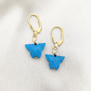 Sterling <b>Silver</b> Turquoise Gemstone Butterfly <b>Earrings</b> – Handmade <b>Dangle</b> <b>Earrings</b> for Gifts - Product Image 5