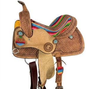 Selle Western en cuir brut pour chevaux, équipement d'équitation, selles de plaisir pour le barrel, produits d'équitation anglaise pour courses de chevaux, en provenance d'Inde, au meilleur prix - Product Image 1