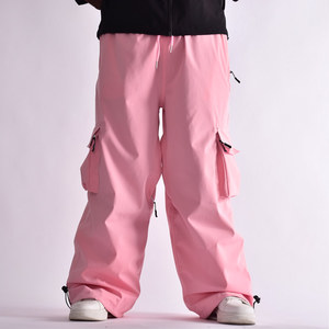Casual Loose Vintage Elastic Waist Pocket Wide Leg Pants High Waist Sports Pant for Men Women Made of Polyester - Product Image 1