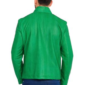RIVIAN ATLANTIC Veste en cuir gaufré python vert pour hommes Nouvelle veste en cuir en peau de serpent Winter ODM/OEM Supply - Product Image 2