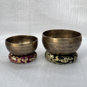 Antique <b>Tibetan</b> <b>Singing</b> <b>Bowl</b> Handmade Brass with Excellent Resonance for Sound Therapy Silk Screen and Offset Printing - Product Image 2