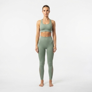 Conjunto Deportivo de Dos Piezas para Mujer, Sujetador Deportivo Acanalado y Leggings de Cintura Alta, Ropa Deportiva sin Costuras para Yoga y Fitness - Product Image 1