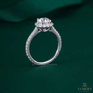 Bague de fiançailles en diamant cultivé en laboratoire certifié IGI, taille ronde, sertissage halo, bagues de mariage et de fiançailles, bijoux fins - Product Image 4