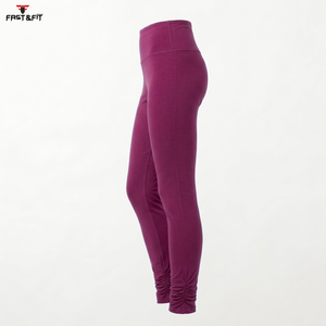 New Design Women's High Waist Fitness Sport Leggings 100% Cotton Breathable Yoga Gym Wear Custom Logo Seamless Made Pakistan - Product Image 3