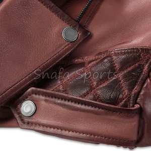 OEM Custom High Quality Real Genuine Jacket Casual Motorcycle Biker Bomber Zip up Leather Jacket for Men - Product Image 5