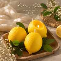 New Vision Art Zitronenförmige Duftkerze Zitrus-Sojawachs Rutschfeste Heimdekoration Aromatherapie-Geschenk Hochzeit Party Alle Jahreszeiten