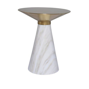 Base de mármol de lujo de color blanco con tapa de metal de alta calidad chapada en oro, mesas de centro y auxiliares para el hogar, hotel u oficina. - Product Image 1