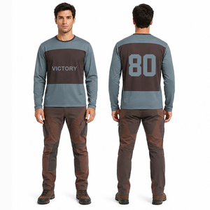 Conjunto de Jersey y Pantalones de Motocross Personalizados en Marrón y Gris, para MTB, Downhill, MX, Enduro, Offroad, Unisex - Product Image 1