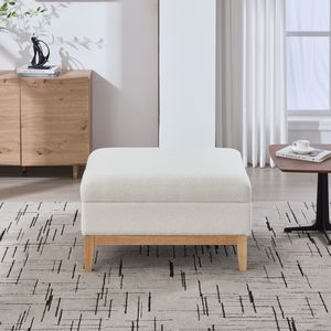 33.86"W Reversible Lid Coffee Table Square Footrest Ottoman Upholstered Wood Base Rubberwood Legs <b>Stools</b> Ottomans <b>Storage</b> <b>Stool</b> - Product Image 2