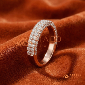 Anillo de Diamantes Creados en Laboratorio |   Anillo de aniversario de oro rosa macizo |   Elegante Anillo de Compromiso de Doble Hilera | Joyería de Moissanita, Regalo para Ella - Product Image 1