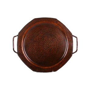 Copper <b>Tray</b> Flower Embossed Design Dining <b>Table</b> Serving <b>Tray</b> for Hotel & Restaurants Modern Copper <b>Tray</b> <b>Sided</b> Solid Handle - Product Image 4