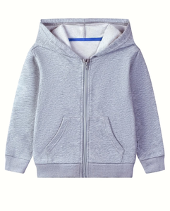 Gray Hooded Sweatshirt Children 50% Polyester Fleece Knitted Printed Casual Breathable Autumn Wear Boys Hoodie Machine Washable - Product Image 3