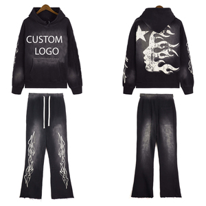 Ensemble de survêtements personnalisés pour hommes grande taille, hiver 2027, haute qualité, logo personnalisé, vêtements de sport pour l'entraînement et le jogging, 100% coton, décontracté - Product Image 1