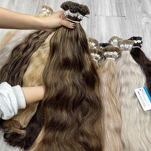 Extensions de cheveux humains vietnamiens bruts à pointe en I en kératine, double épaisseur, cuticules alignées, vente en gros - Product Image 5