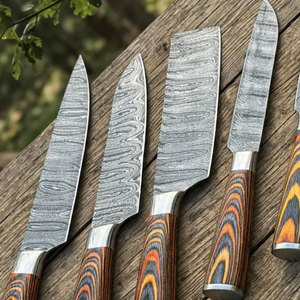 Artisan Made Damascus Steel Kitchen Knife Set Kitchen <b>Tools</b> With Natural Pattern And Long Lasting Durability - Product Image 5