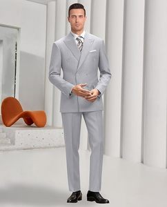Traje de Hombre Gris Claro de Pana de Poliéster/Algodón de Un Solo Botón, Estilo Británico, Ropa Formal de Negocios, Cuello Mao, Transpirable - Product Image 4