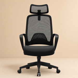 Silla de Oficina Ejecutiva Ergonómica de Tela con Reposabrazos Fijos, Base Giratoria, Estructura de Acero Inoxidable, Reposacabezas Ajustable, Diseño Moderno para - Product Image 1