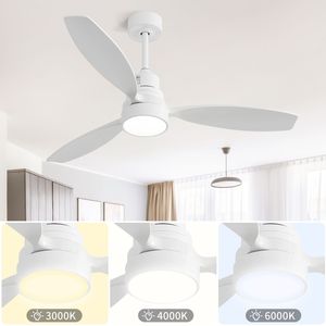 Ventilatore da Soffitto LED Integrato da 52 Pollici con 3 Pale in Legno, Kit Luce e Telecomando a 6 Velocità - Product Image 3