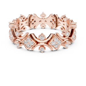 Anillo de Eternidad Geométrico en Oro Rosa para Mujer, Anillo de Lujo con Cristales para Boda, Aniversario, Regalo de Joyería de Moda - Product Image 3