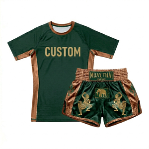 Ensemble short et rashguard Muay Thai OEM, combinaison de compression personnalisée par sublimation pour Kickboxing MMA, vente en gros, faible MOQ, direct usine - Product Image 5