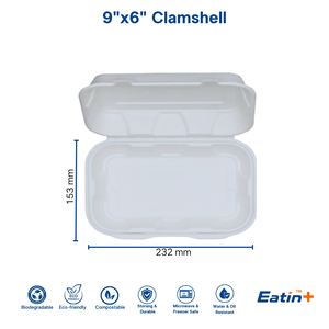 Contenant alimentaire à clapet 9x6 en bagasse de canne à sucre, compostable, biodégradable, micro-ondable, qualité alimentaire, pour gâteaux et plats à emporter - Vente chaude - Product Image 2
