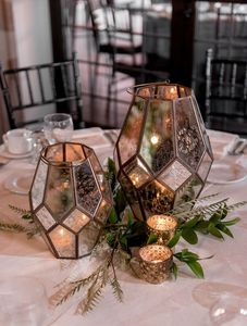 Porte-bougie en métal et verre noir personnalisé pour l'intérieur et l'extérieur, décoration de la maison et des événements, porte-bougie en verre pour table - Product Image 5