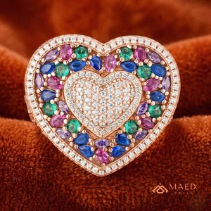 Anillo de Moissanita Multicolor con Corte Baguette en Oro Rosa, Anillo de Lujo Estilo Hip Hop para Hombre, Joyería de Moda para Boda, Regalo - Product Image 3