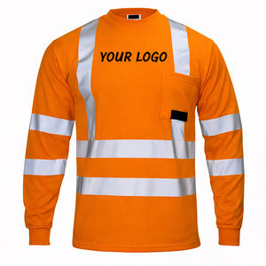 T-shirt de sécurité à transfert thermique avec bande réfléchissante segmentée, vêtements de travail pour homme, chemise à manches longues haute visibilité pour ingénieur de construction - Product Image 1