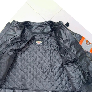 Chaqueta de cuero de vaca vintage negra H-D Screaming Eagle para hombre, estilo motero, de alto volumen, para motocicleta, con cuello alto, para calle - Product Image 3