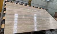 Piedra natural de la pared pulida Italia plata gris mármol travertino azulejo pavimento, Italia plata travertino gris losas