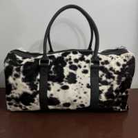 Bolsa de Viaje de Piel de Vacuno con Pelo, Estilo Premium, Bolsa de Fin de Semana, Gran Capacidad, Ligera, Plegable