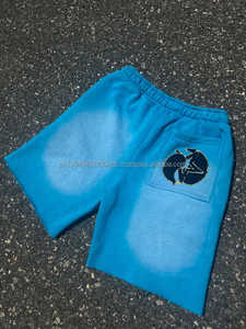 2025 short d'été Logo personnalisé blanc séchage rapide Jogging Vintage en détresse lavé à l'acide Shorts pour homme short à cordon - Product Image 3