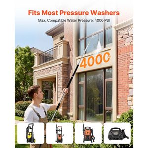 Asta Telescopica da 2,7 m per Idropulitrice, Asta di Prolunga a 3 Sezioni con 7 Ugelli, Adattatore per Tubo e Cinghia di Stoccaggio - Product Image 3