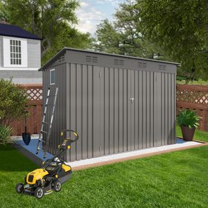 Caseta de Jardín Metálica para Exteriores de 4 x 9 Pies con Techo Inclinado, 6 Ventilaciones y 2 Puertas Batientes para Almacenamiento en el Patio Trasero PA - Product Image 6