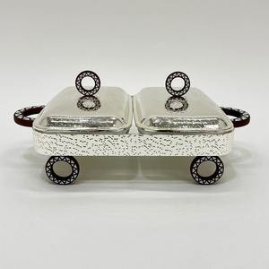 Luxury Round Chafing Dish with Integrated Lid Hanger Stand Stainless Steel <b>Soup</b> Warmer Beige Buffet Server Single Unit - Product Image 1