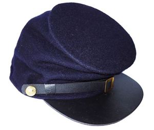 <b>Navy</b> Woolen Felt Cap Round Brim Historical Uniform <b>Hat</b> with Leather Band American Reproduction Union Blue Forage Cap <b>Hats</b> - Product Image 2