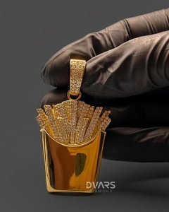 Colgante de patatas fritas con incrustaciones de moissanita, chapado en oro de 18K, estilo Hip Hop, precio al por mayor, colgantes bonitos para hombres y mujeres - Product Image 2