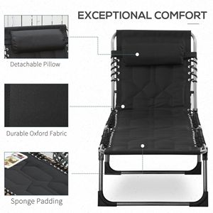 <b>Lightweight</b> Brown Folding Chaise Lounge Chair 5-Level Adjustable Backrest Pillow Modern <b>Iron</b> for Outdoor Garden Sunbathing - Product Image 5