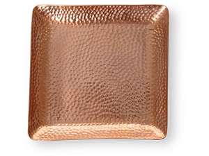 Bandeja cuadrada de cobre martillado, artesanía metálica decorativa rústica, pieza única para servir, decoración del hogar, cocina, mesa de comedor. - Product Image 1