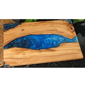 Planche à découper en bois époxy durable pour la cuisine quotidienne, planche de service de cuisine design en bois et résine - Product Image 1