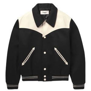 Chaqueta Bomber Varsity de Cuero con Parches y Logotipo Personalizado para Hombre, Estilo Letterman con Piel de Vaca - Product Image 1
