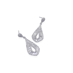 Pendientes Colgantes de Plata de Ley 925 con Diamantes Blancos Naturales de Corte Baguette Redondos para Mujer, 2.89 Ct, Joyería al por Mayor para Bodas - Product Image 5