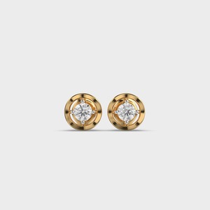 IGI Certified Lab Grown Round Cut Diamond Stud <b>Earrings</b> 9K Yellow / White / Rose Gold Cage Setting Diamond Stud <b>Earrings</b> - Product Image 1