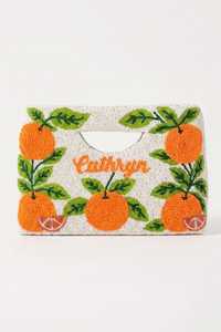 Bolso de Mano con Cuentas Hechas a Mano, Diseño Decorativo con Cuentas de Vidrio, Forma Rectangular, Color Naranja - Product Image 4