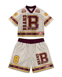 Women Breathable Mesh Jersey And Shorts Set 220 GSM Polyester Cream <b>Maroon</b> Panel Design Heat Transfer Logo Women's Sets - Product Image 1