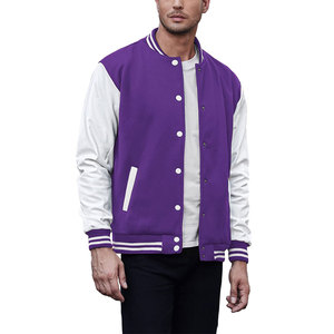 Top Trending Purple <b>White</b> Letterman <b>Jacket</b> Button Front Comfortable Fit Premium Everyday Clothing - Product Image 1