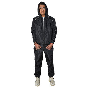 Conjunto deportivo de 2 piezas con sudadera reflectante personalizada con cremallera completa y pantalones, ropa deportiva de nailon y poliéster. - Product Image 1