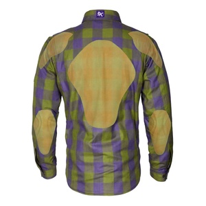 Wholesale Manufacturer Red Black Plaid Flannel <b>Shirt</b> Men Casual Long Sleeve <b>Motorcycle</b> Riding Jacket Protective Cotton Overshirt - Product Image 3
