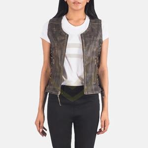 Veste de moto en cuir véritable noir pour femme, col en V, coupe-vent, écologique, respirante - Product Image 3